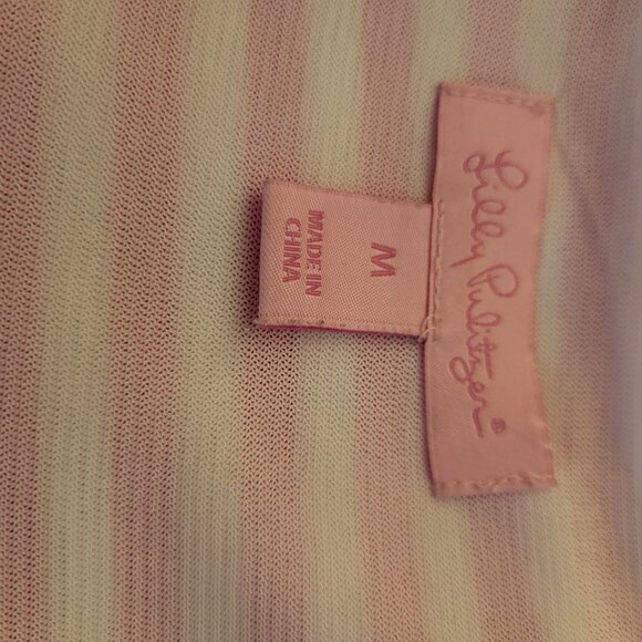 Lily Pulitzer Women's Medium Dress Sleeveless A-Line Pink White Striped Keyhole - Picture 2 of 14